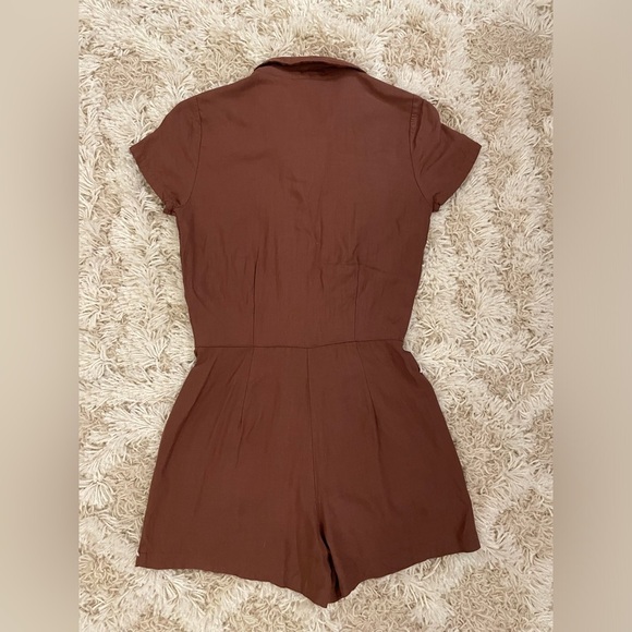NEW Sky & Sparrow Brown Romper Mini Button Up Romper Size Small - Picture 4 of 4